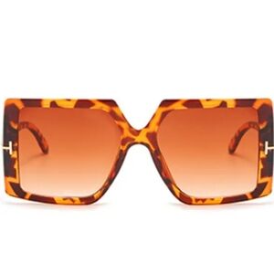 Oversized Tortoiseshell Square Sunglasses - Brown Gradient